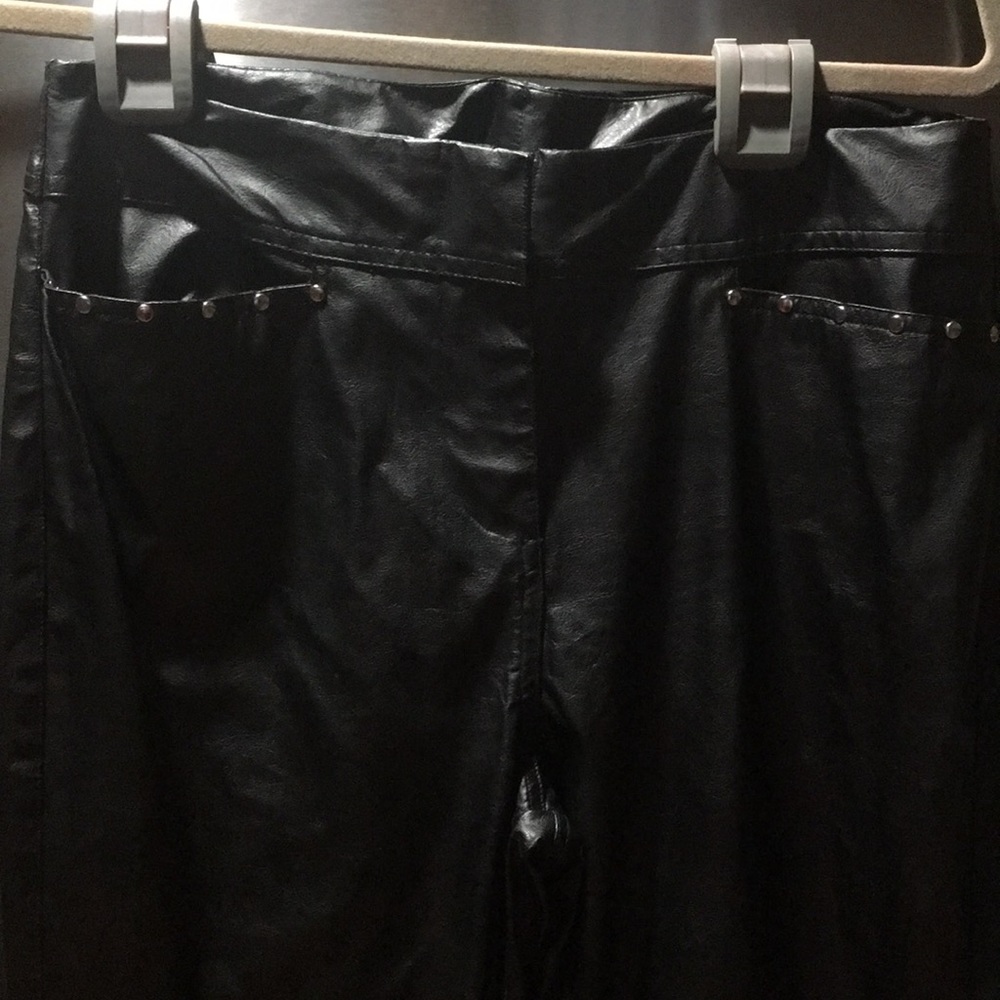 NWOT Rue faux leather pants, boot bottom